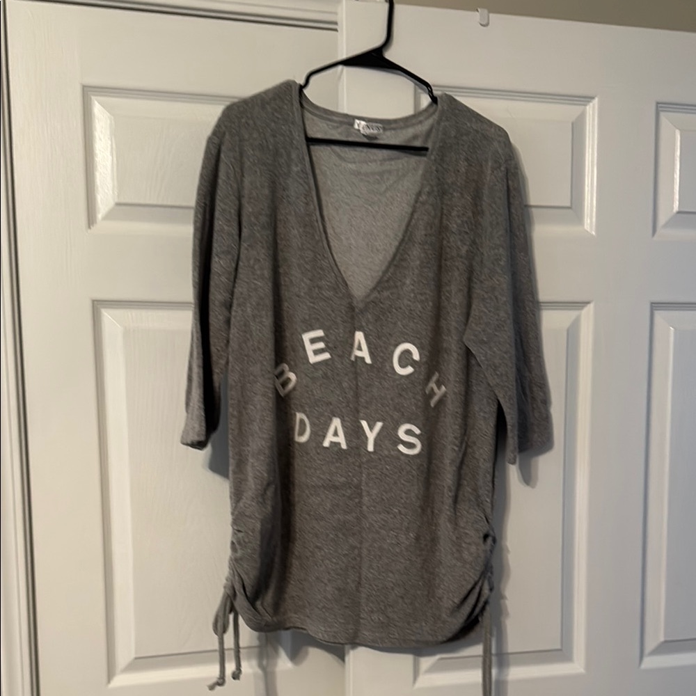 VENUS Gray V-Neck Top
